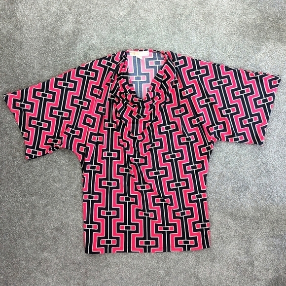 MICHAEL Kors Women's Red Blouse Geometric Print Size Small - Picture 1 of 9